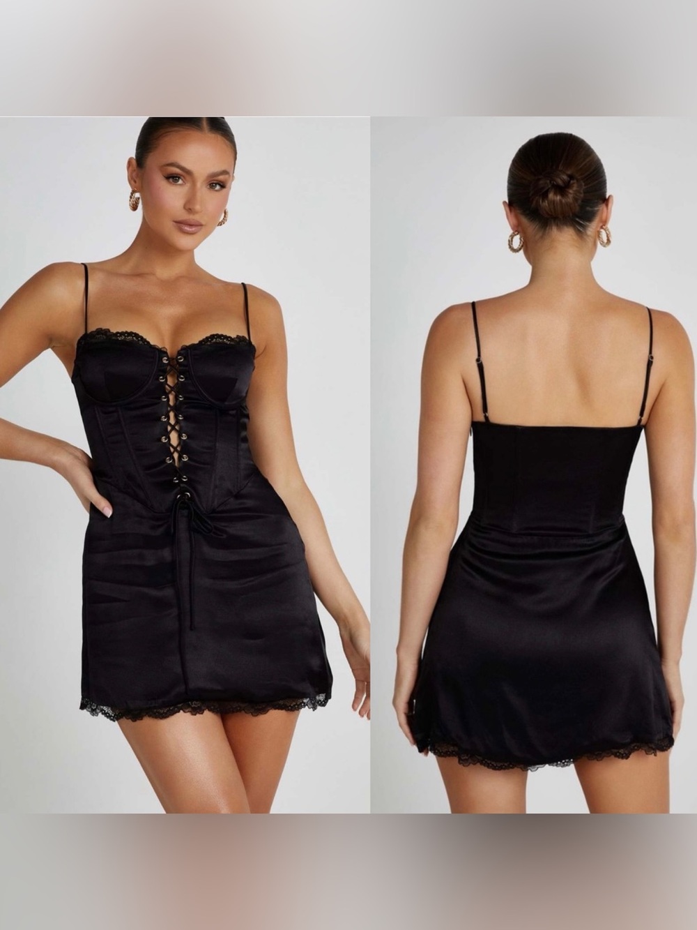 MESHKI Kalila Corset Mini Dress Black Size Small